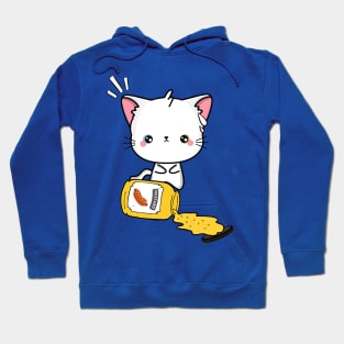 Cute White Angora Cat Spilled a jar of mustard sauce Hoodie